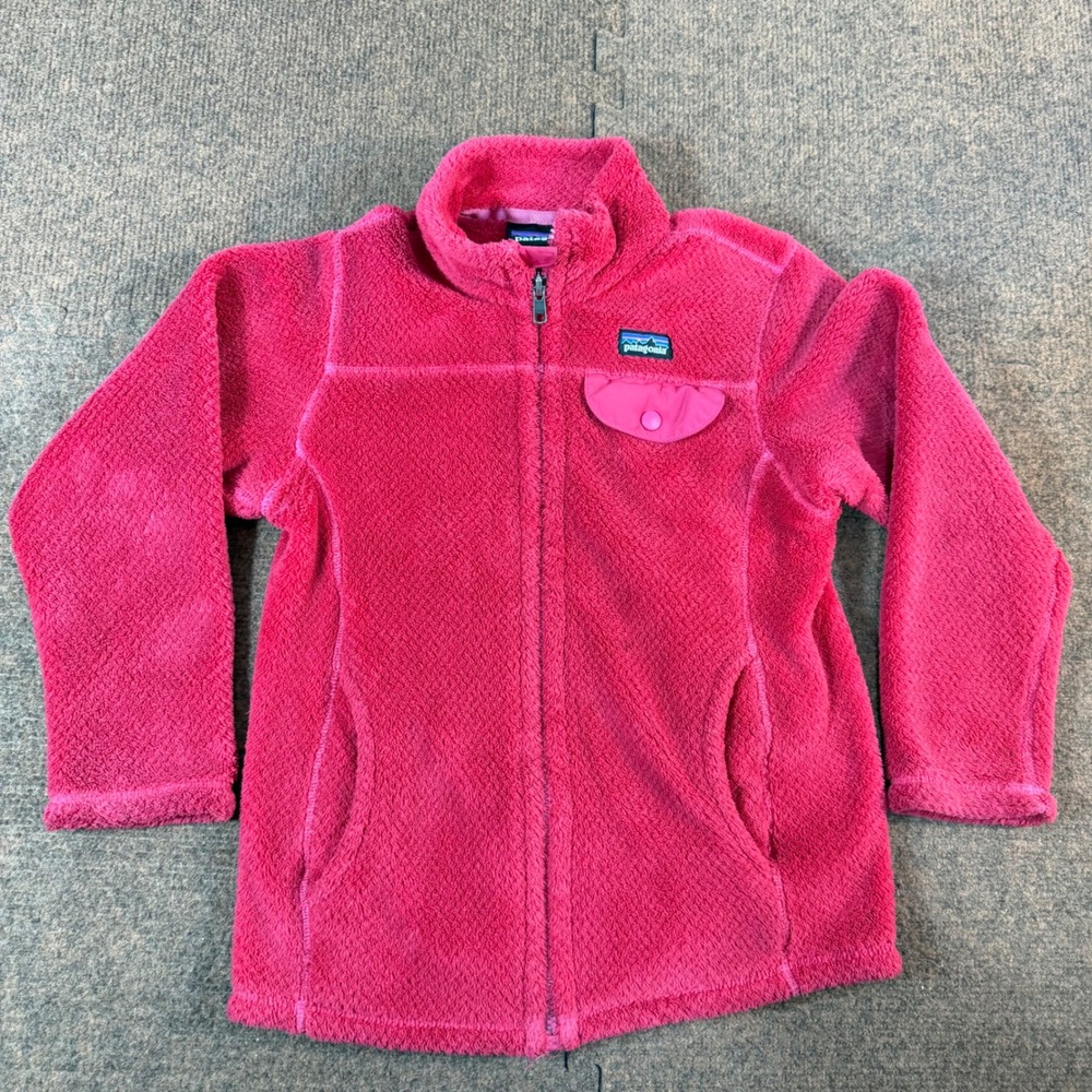 Patagonia Re-Tool Full Zip Fleece Jacket Girls Small 7-8 Pink Snap Pocket 3071